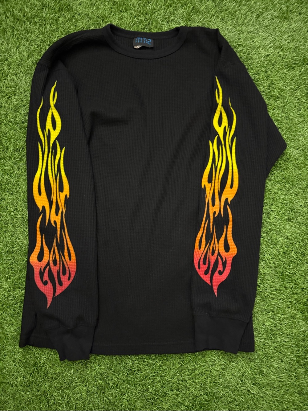 Vintage Black Long-Sleeve Flame Thermal Size X Large